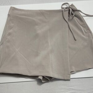 Women's Wrap Skort with Side Tie in Light Taupe